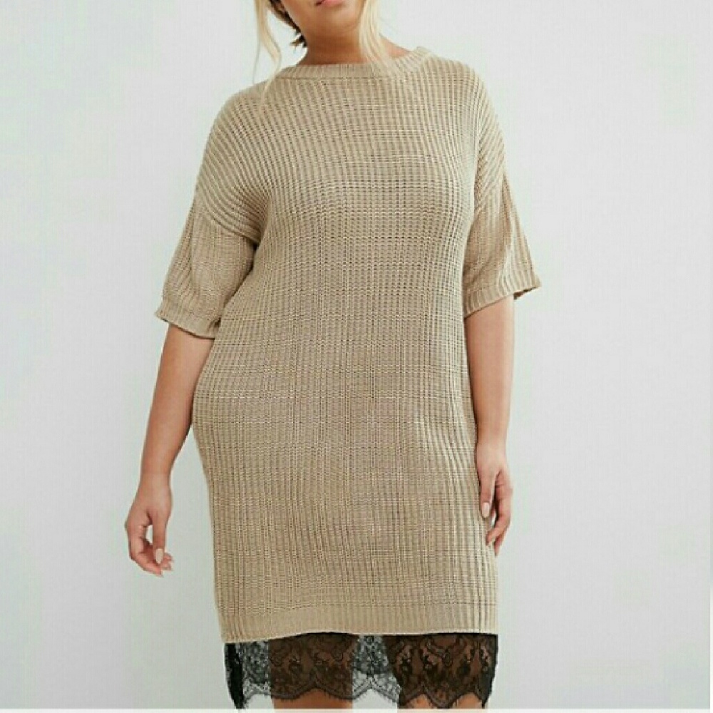 ASOS Curve Jumper Dress with Lace Hem